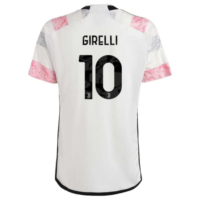 Enfant Maillot Cristiana Girelli #10 Blanc Rose Tenues Extérieur 2023/24 T-Shirt Suisse