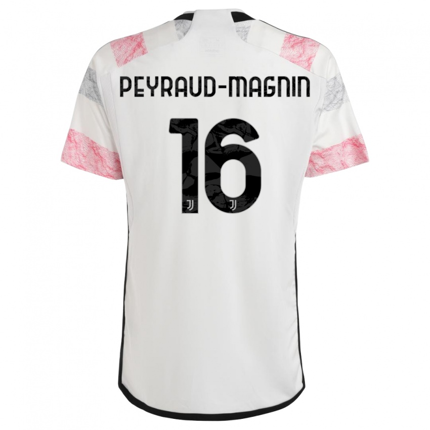 Enfant Maillot Pauline Peyraud-Magnin #16 Blanc Rose Tenues Extérieur 2023/24 T-Shirt Suisse