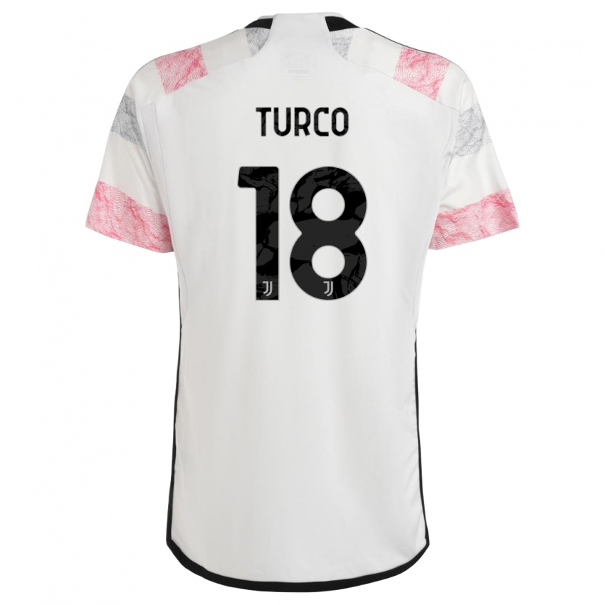 Kinder Nicolo Turco #18 Weiß Rosa Auswärtstrikot Trikot 2023/24 T-Shirt Schweiz