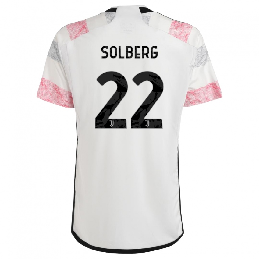 Enfant Maillot Elias Solberg #22 Blanc Rose Tenues Extérieur 2023/24 T-Shirt Suisse