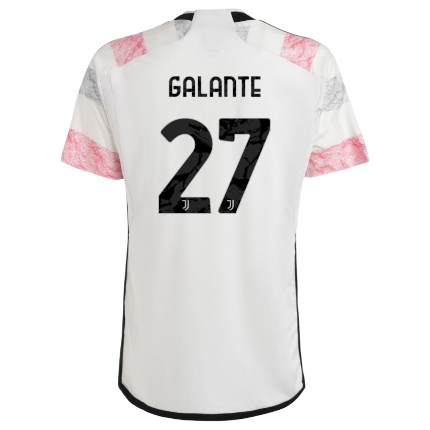 Enfant Maillot Tommaso Galante #27 Blanc Rose Tenues Extérieur 2023/24 T-Shirt Suisse