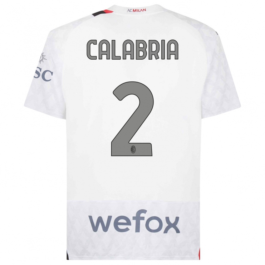 Enfant Maillot Davide Calabria #2 Blanc Tenues Extérieur 2023/24 T-Shirt Suisse