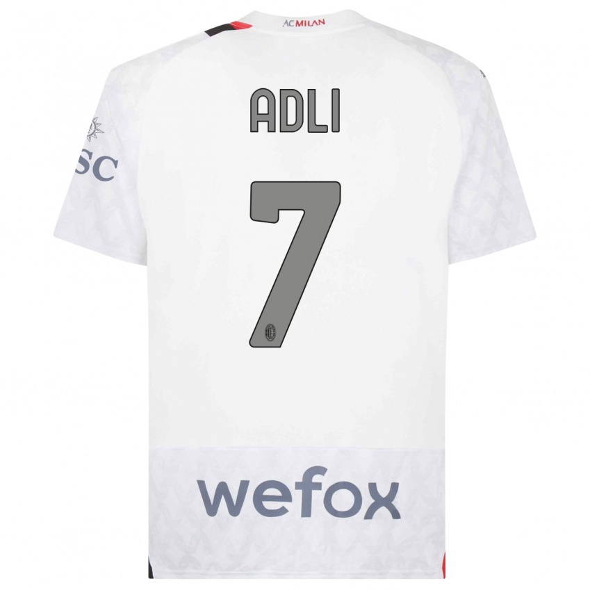 Enfant Maillot Yacine Adli #7 Blanc Tenues Extérieur 2023/24 T-Shirt Suisse