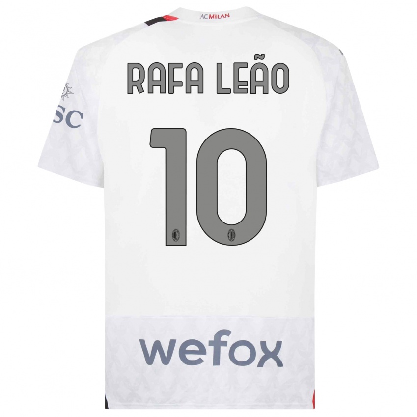 Enfant Maillot Rafael Leao #10 Blanc Tenues Extérieur 2023/24 T-Shirt Suisse