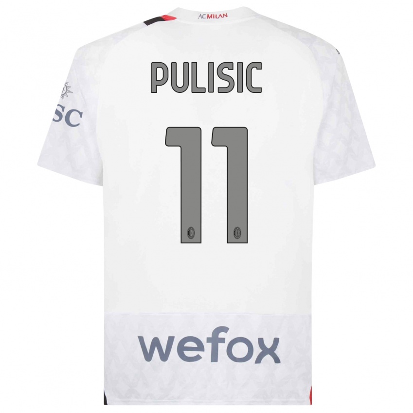 Enfant Maillot Christian Pulisic #11 Blanc Tenues Extérieur 2023/24 T-Shirt Suisse