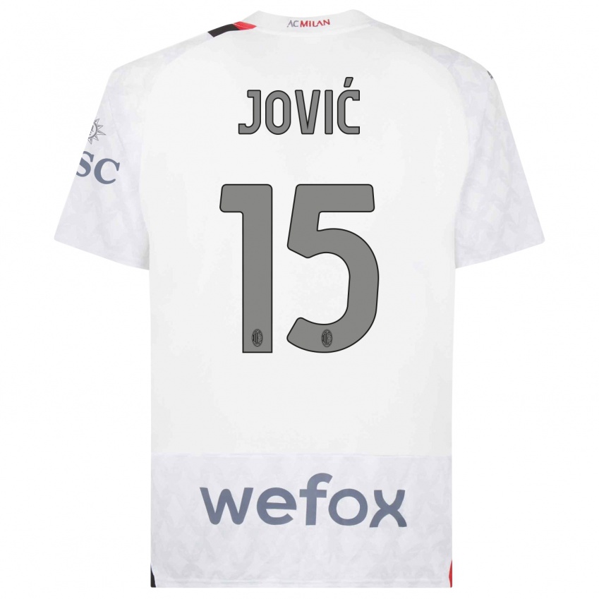 Enfant Maillot Luka Jovic #15 Blanc Tenues Extérieur 2023/24 T-Shirt Suisse