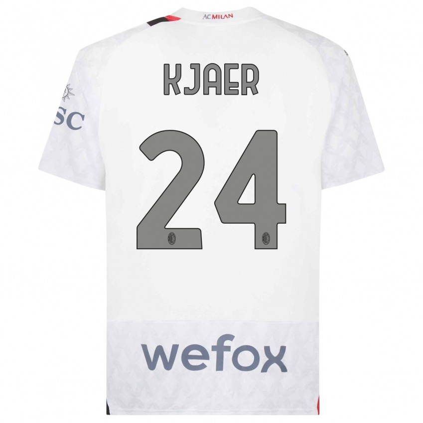 Enfant Maillot Simon Kjaer #24 Blanc Tenues Extérieur 2023/24 T-Shirt Suisse