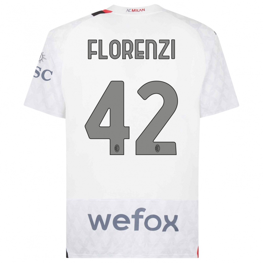 Enfant Maillot Alessandro Florenzi #42 Blanc Tenues Extérieur 2023/24 T-Shirt Suisse