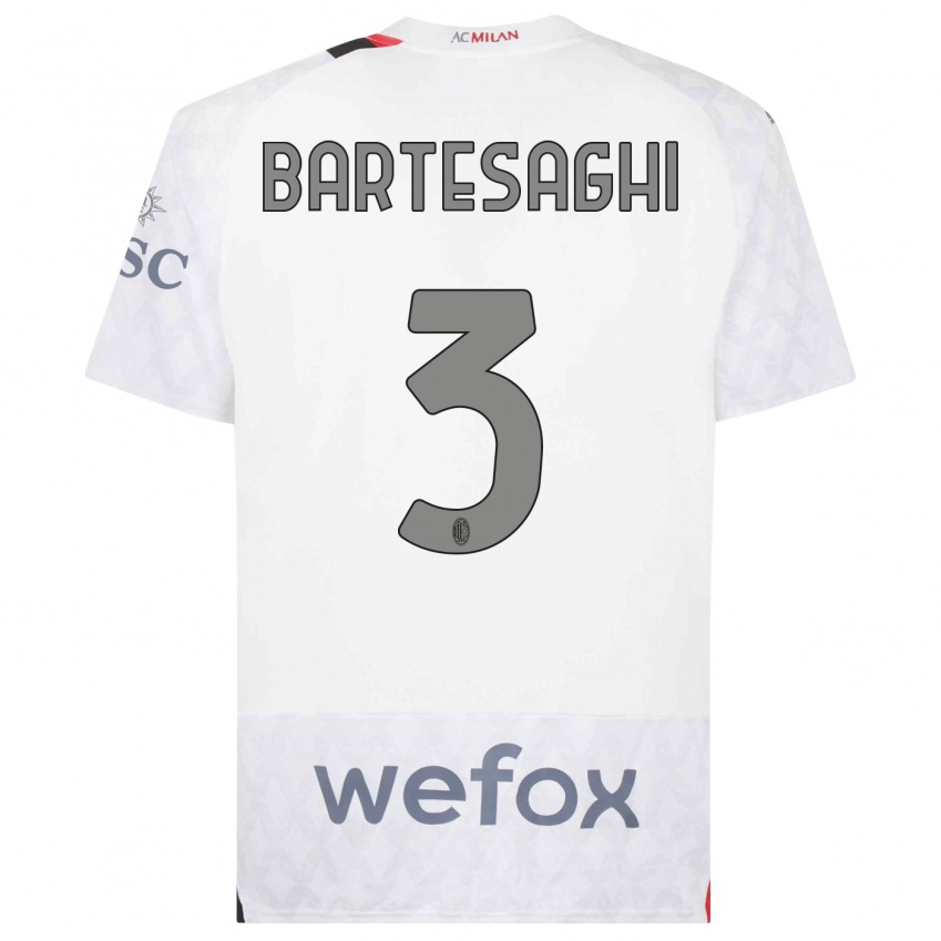 Enfant Maillot Davide Bartesaghi #3 Blanc Tenues Extérieur 2023/24 T-Shirt Suisse