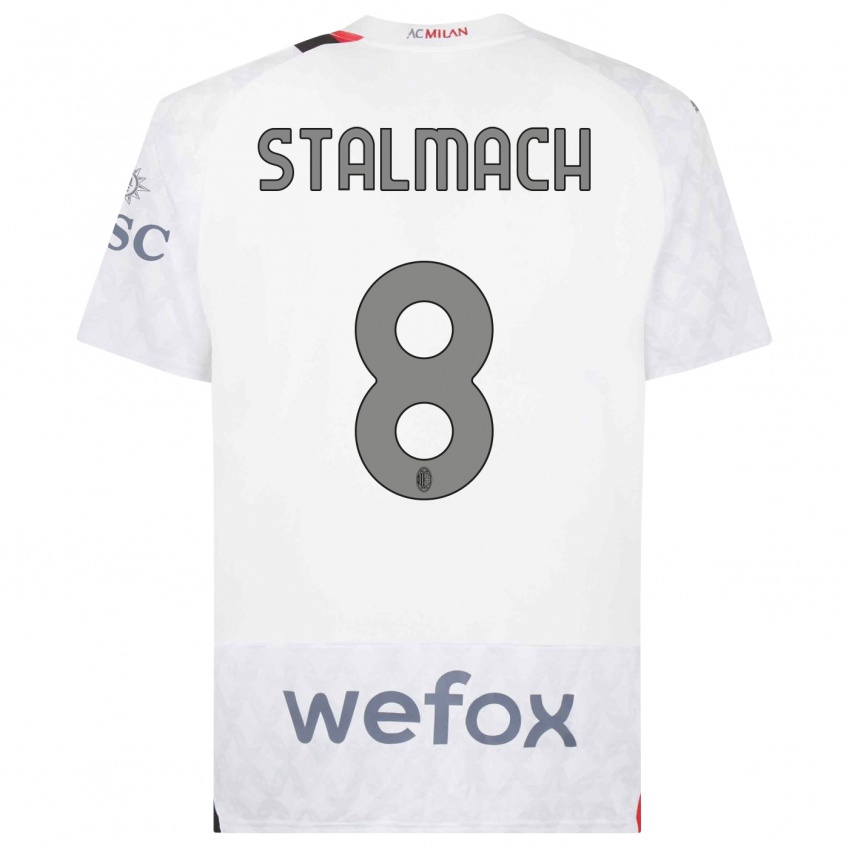 Enfant Maillot Dariusz Stalmach #8 Blanc Tenues Extérieur 2023/24 T-Shirt Suisse