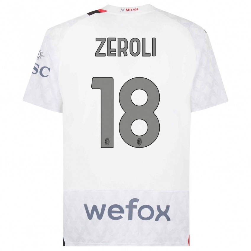 Enfant Maillot Kevin Zeroli #18 Blanc Tenues Extérieur 2023/24 T-Shirt Suisse