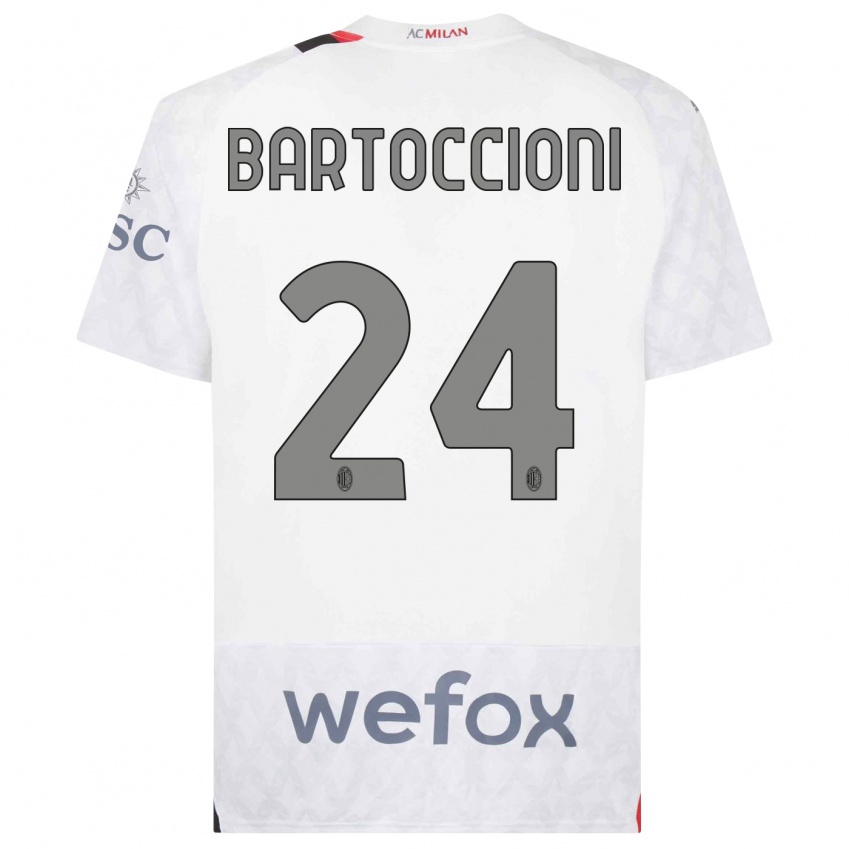 Enfant Maillot Andrea Bartoccioni #24 Blanc Tenues Extérieur 2023/24 T-Shirt Suisse