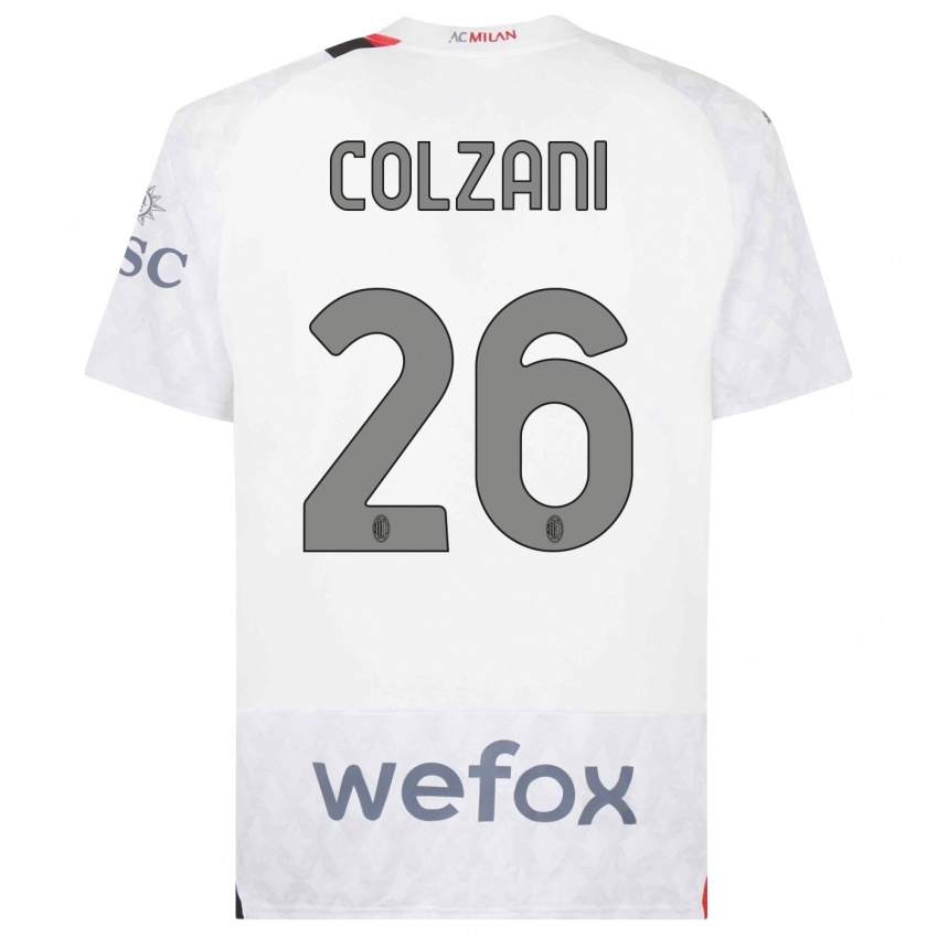 Enfant Maillot Edoardo Colzani #26 Blanc Tenues Extérieur 2023/24 T-Shirt Suisse