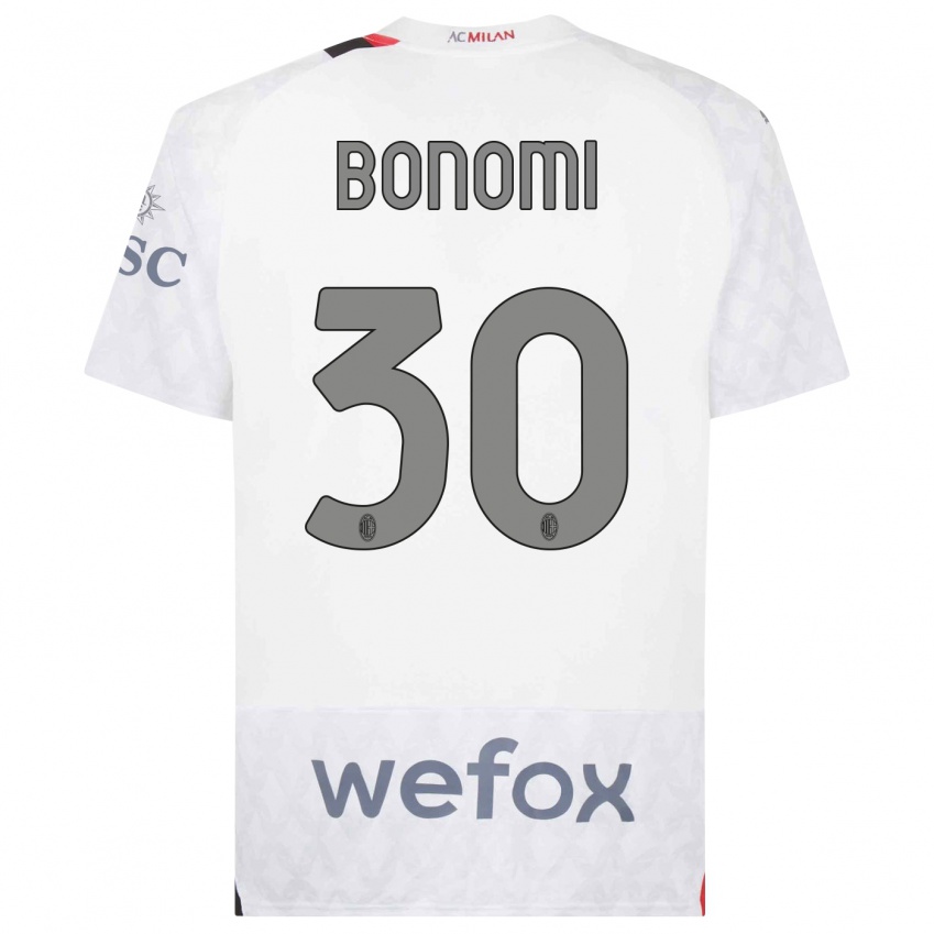 Enfant Maillot Alessandro Bonomi #30 Blanc Tenues Extérieur 2023/24 T-Shirt Suisse