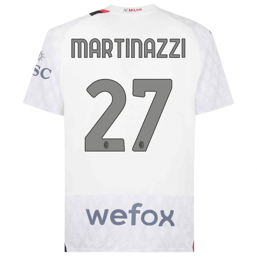 Enfant Maillot Luca Martinazzi #27 Blanc Tenues Extérieur 2023/24 T-Shirt Suisse