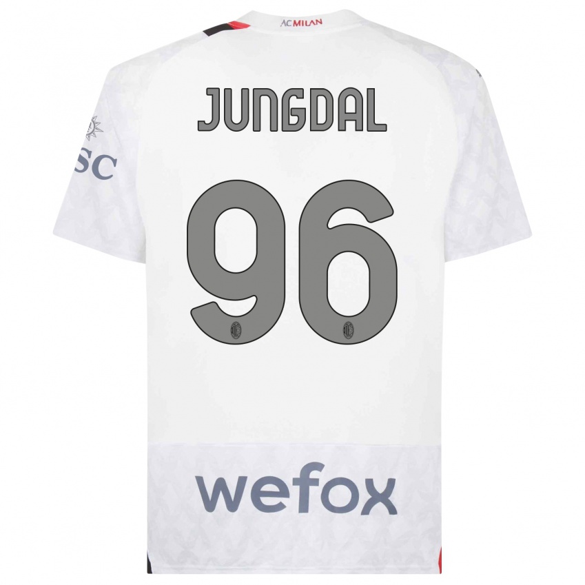 Enfant Maillot Andreas Jungdal #96 Blanc Tenues Extérieur 2023/24 T-Shirt Suisse