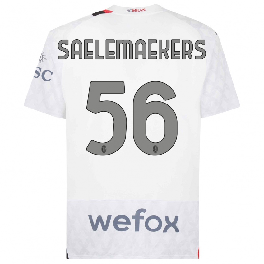 Enfant Maillot Alexis Saelemaekers #56 Blanc Tenues Extérieur 2023/24 T-Shirt Suisse