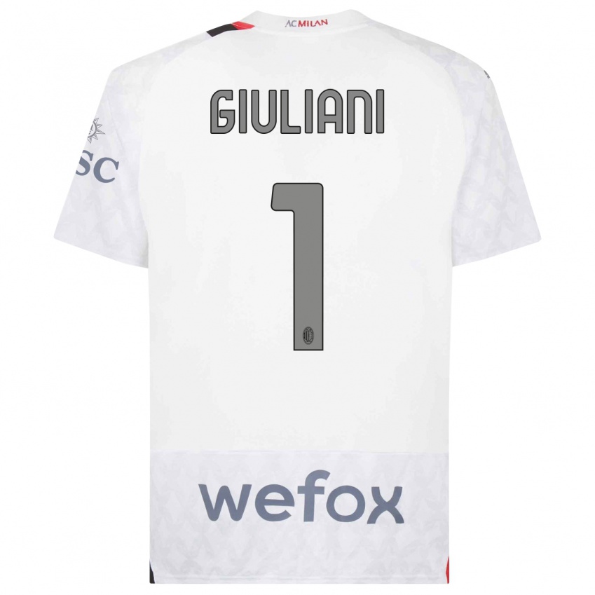 Enfant Maillot Laura Giuliani #1 Blanc Tenues Extérieur 2023/24 T-Shirt Suisse