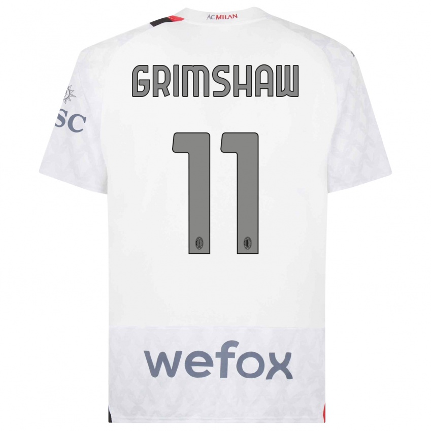 Enfant Maillot Christy Grimshaw #11 Blanc Tenues Extérieur 2023/24 T-Shirt Suisse