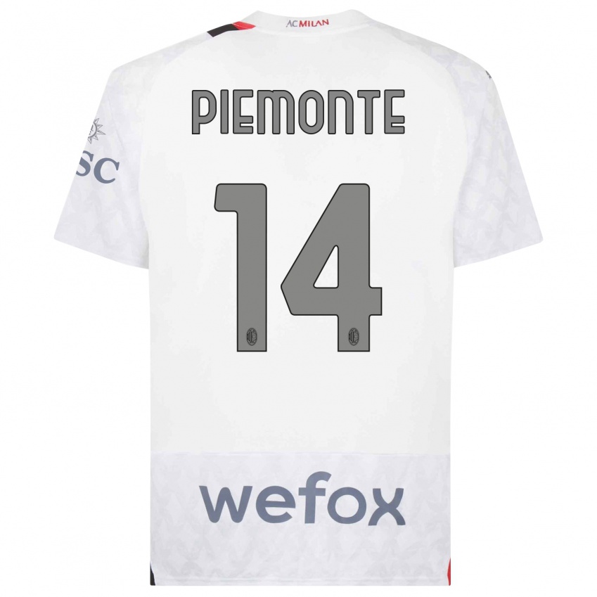 Enfant Maillot Martina Piemonte #14 Blanc Tenues Extérieur 2023/24 T-Shirt Suisse