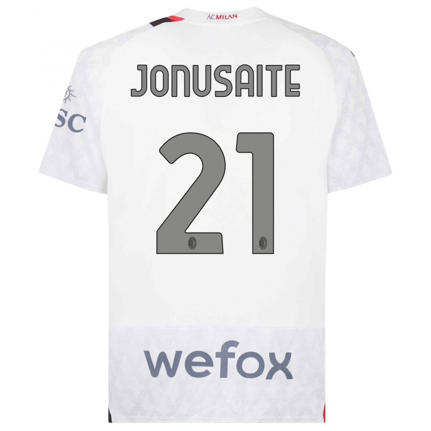 Enfant Maillot Rimante Jonusaite #21 Blanc Tenues Extérieur 2023/24 T-Shirt Suisse