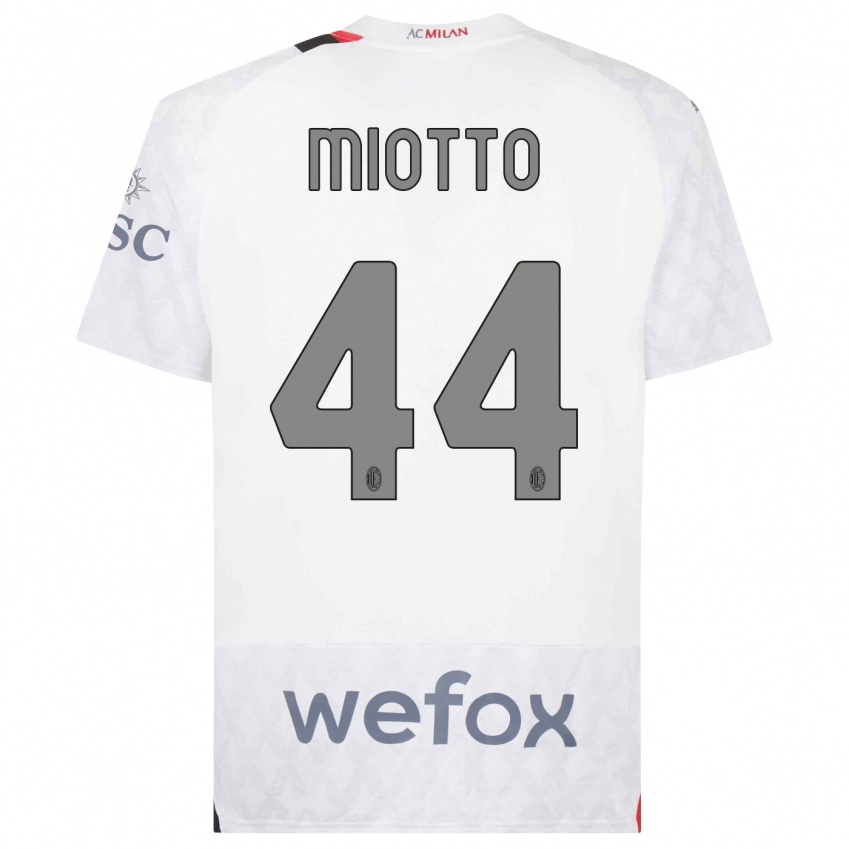 Enfant Maillot Giorgia Miotto #44 Blanc Tenues Extérieur 2023/24 T-Shirt Suisse