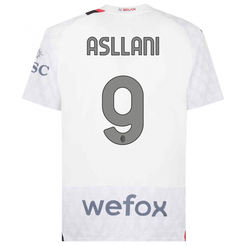 Enfant Maillot Kosovare Asllani #9 Blanc Tenues Extérieur 2023/24 T-Shirt Suisse