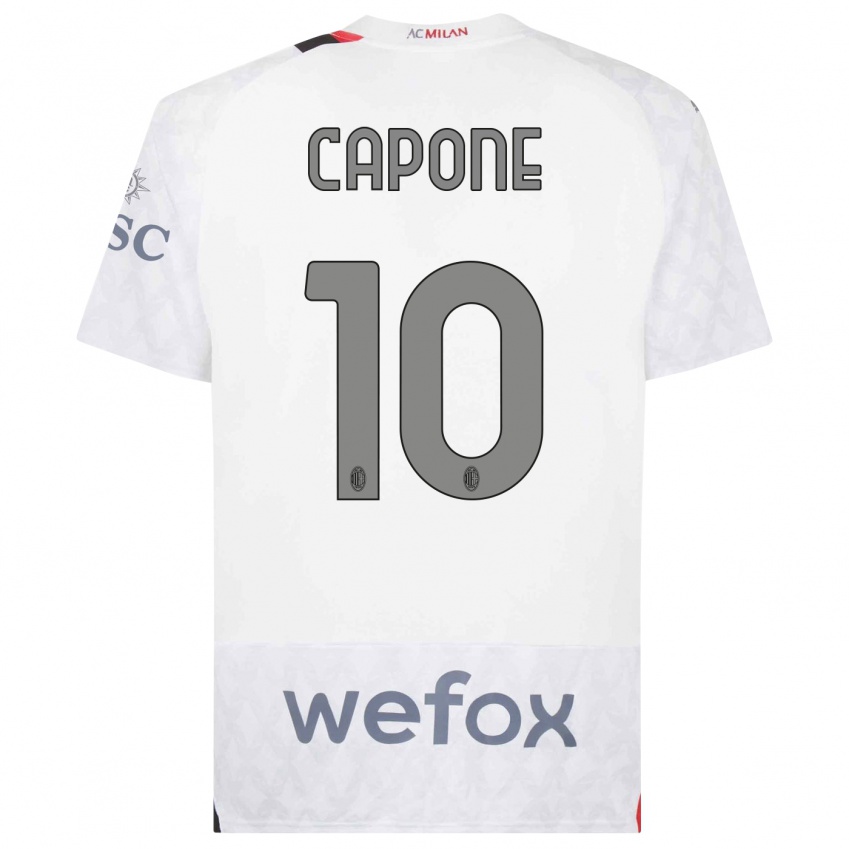 Enfant Maillot Andrea Capone #10 Blanc Tenues Extérieur 2023/24 T-Shirt Suisse