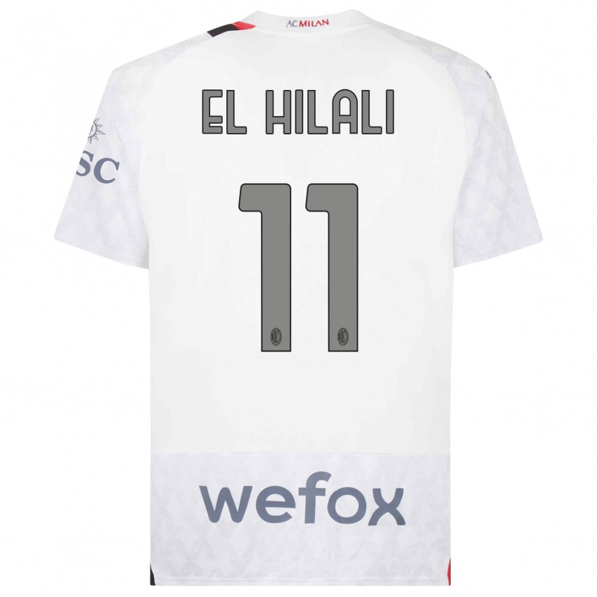 Enfant Maillot Youns El Hilali #11 Blanc Tenues Extérieur 2023/24 T-Shirt Suisse