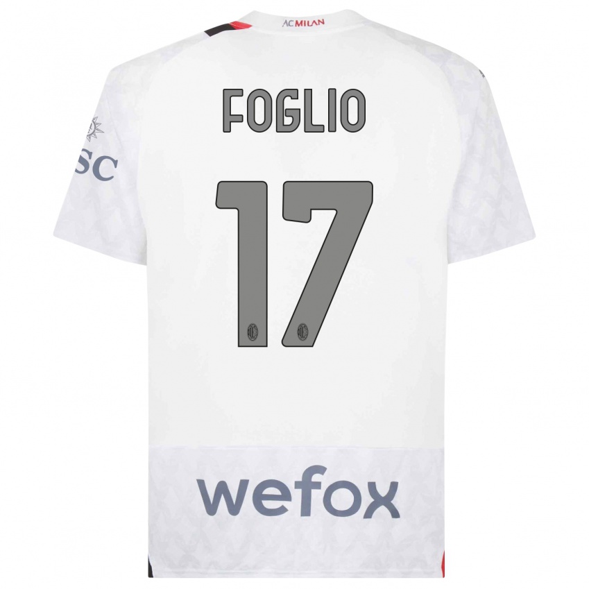 Enfant Maillot Christian Foglio #17 Blanc Tenues Extérieur 2023/24 T-Shirt Suisse