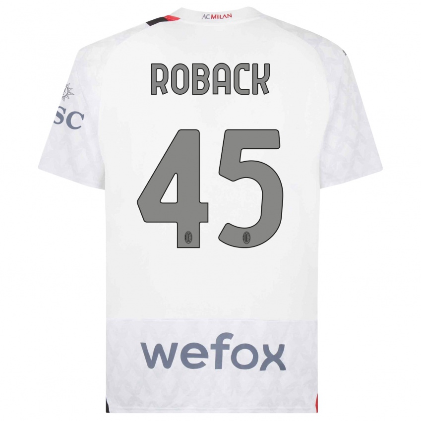 Enfant Maillot Emil Roback #45 Blanc Tenues Extérieur 2023/24 T-Shirt Suisse