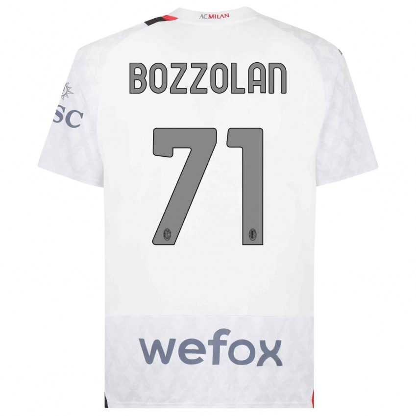 Enfant Maillot Andrea Bozzolan #71 Blanc Tenues Extérieur 2023/24 T-Shirt Suisse