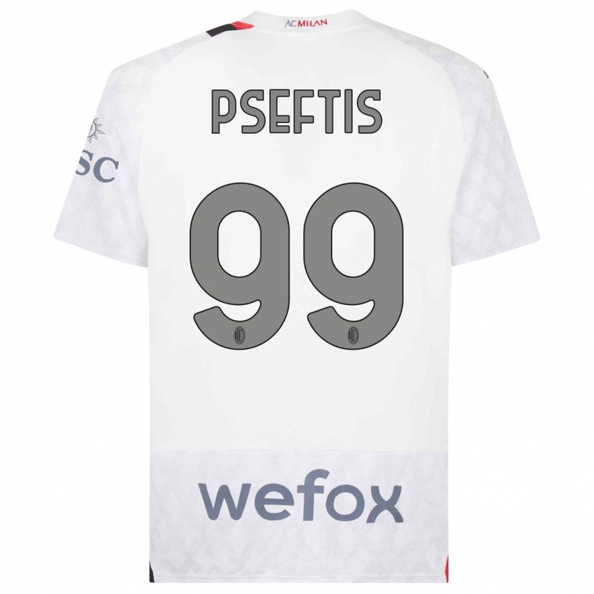 Enfant Maillot Fotios Pseftis #99 Blanc Tenues Extérieur 2023/24 T-Shirt Suisse