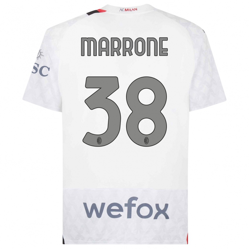 Enfant Maillot Federico Marrone #38 Blanc Tenues Extérieur 2023/24 T-Shirt Suisse