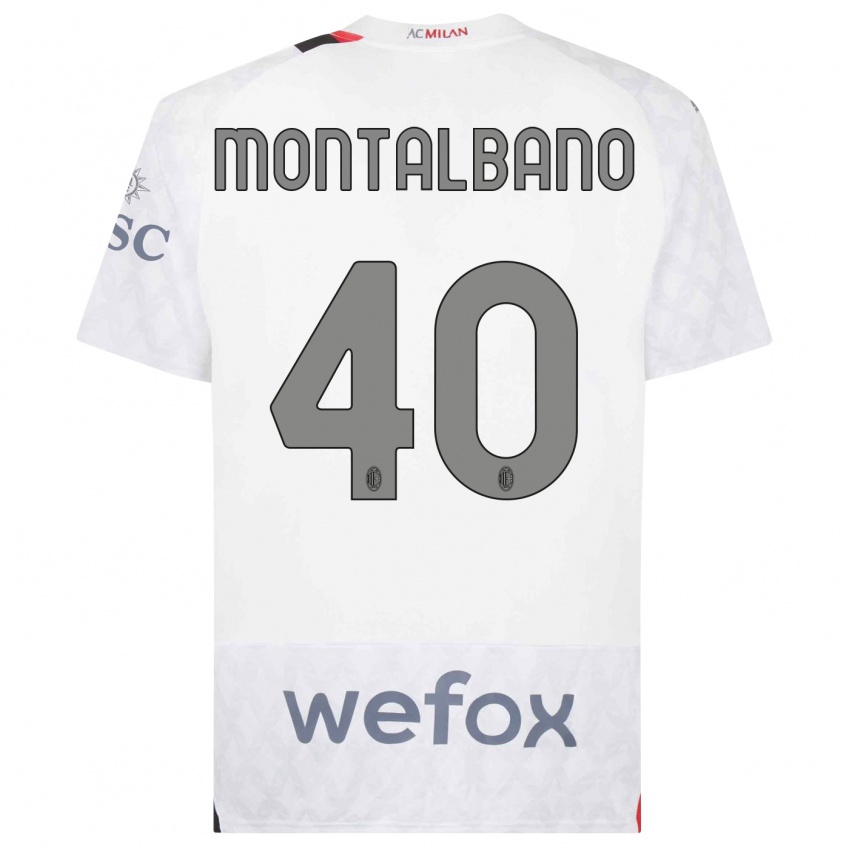Enfant Maillot Nicolo Montalbano #40 Blanc Tenues Extérieur 2023/24 T-Shirt Suisse