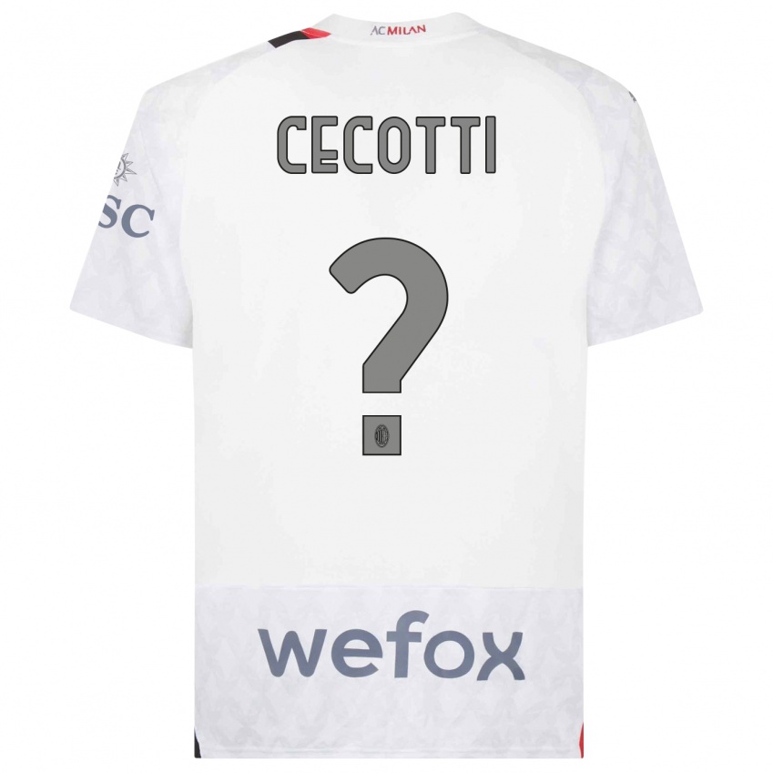 Enfant Maillot Tommaso Cecotti #0 Blanc Tenues Extérieur 2023/24 T-Shirt Suisse
