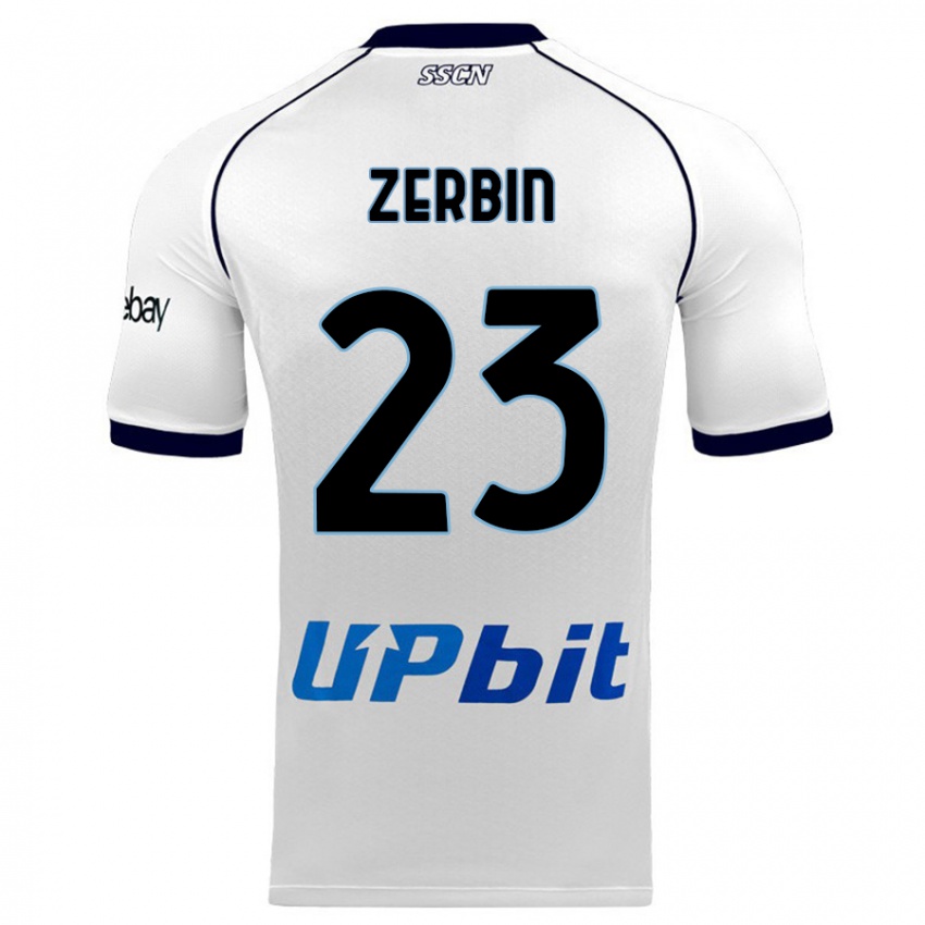 Enfant Maillot Alessio Zerbin #23 Blanc Tenues Extérieur 2023/24 T-Shirt Suisse
