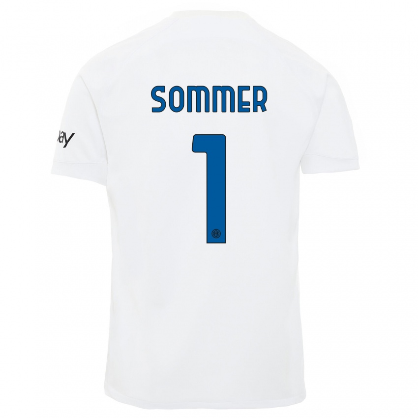 Enfant Maillot Yann Sommer #1 Blanc Tenues Extérieur 2023/24 T-Shirt Suisse