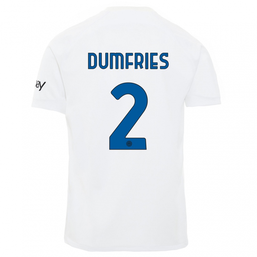 Enfant Maillot Denzel Dumfries #2 Blanc Tenues Extérieur 2023/24 T-Shirt Suisse