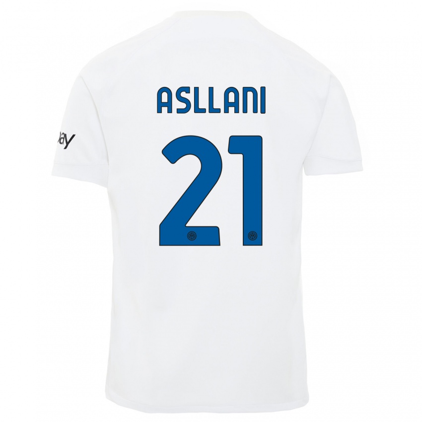 Enfant Maillot Kristjan Asllani #21 Blanc Tenues Extérieur 2023/24 T-Shirt Suisse