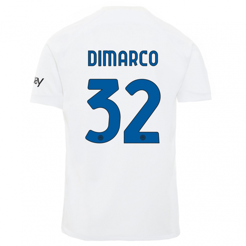 Kinder Federico Dimarco #32 Weiß Auswärtstrikot Trikot 2023/24 T-Shirt Schweiz