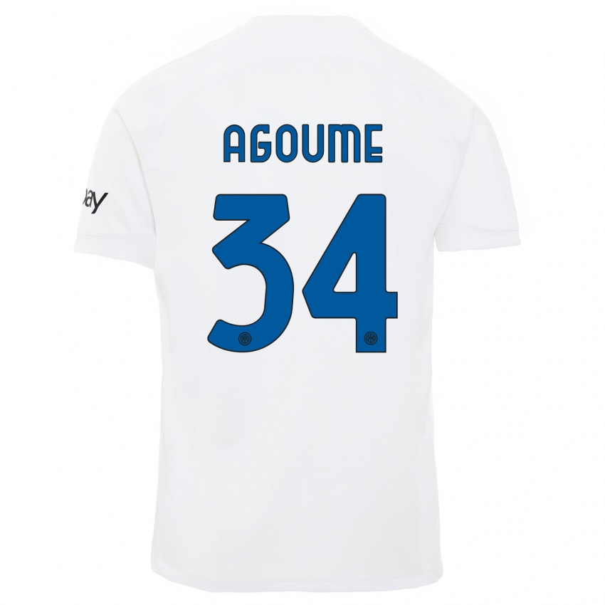 Enfant Maillot Lucien Agoume #34 Blanc Tenues Extérieur 2023/24 T-Shirt Suisse