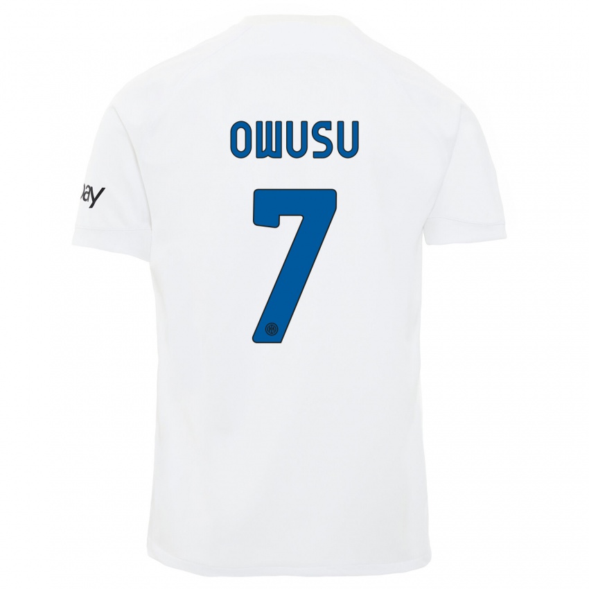 Enfant Maillot Enoch Owusu #7 Blanc Tenues Extérieur 2023/24 T-Shirt Suisse