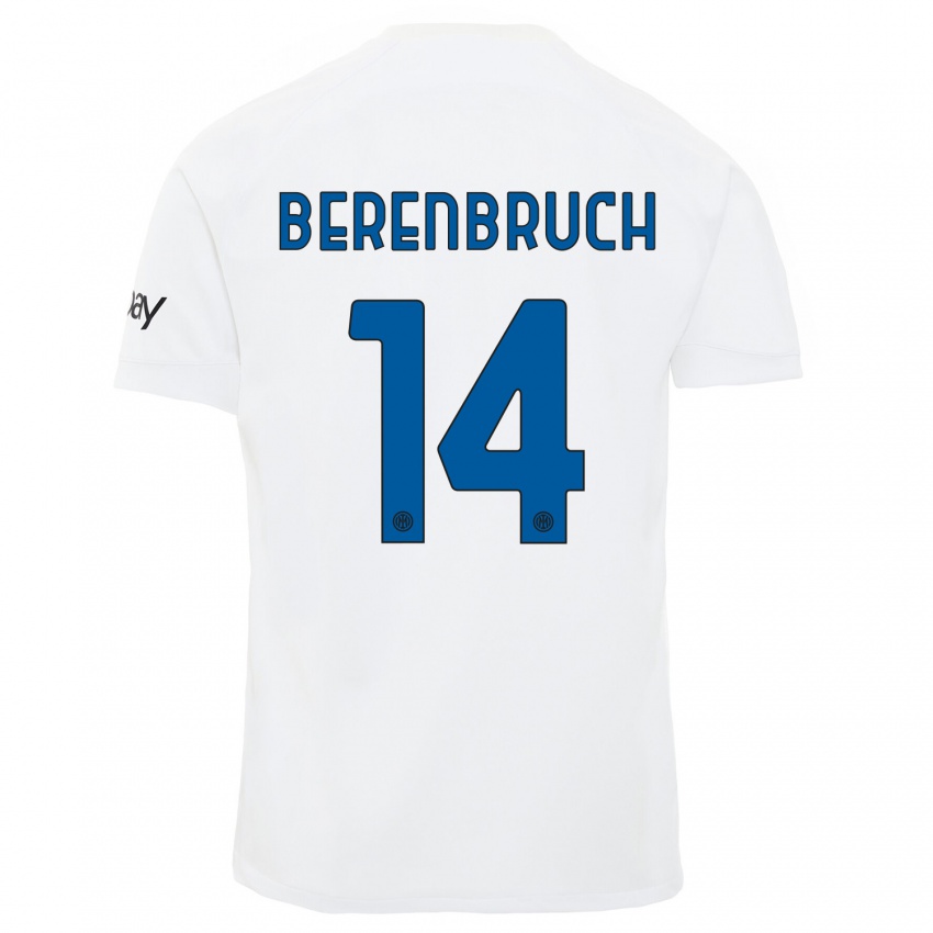 Enfant Maillot Thomas Berenbruch #14 Blanc Tenues Extérieur 2023/24 T-Shirt Suisse