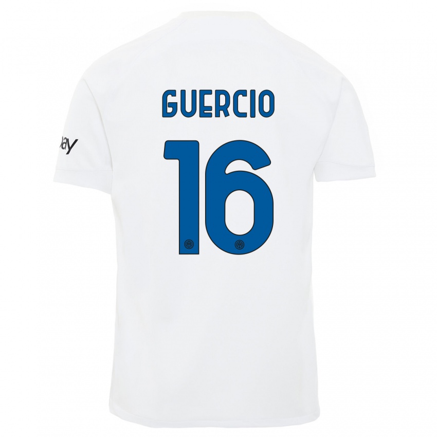 Enfant Maillot Tommaso Guercio #16 Blanc Tenues Extérieur 2023/24 T-Shirt Suisse