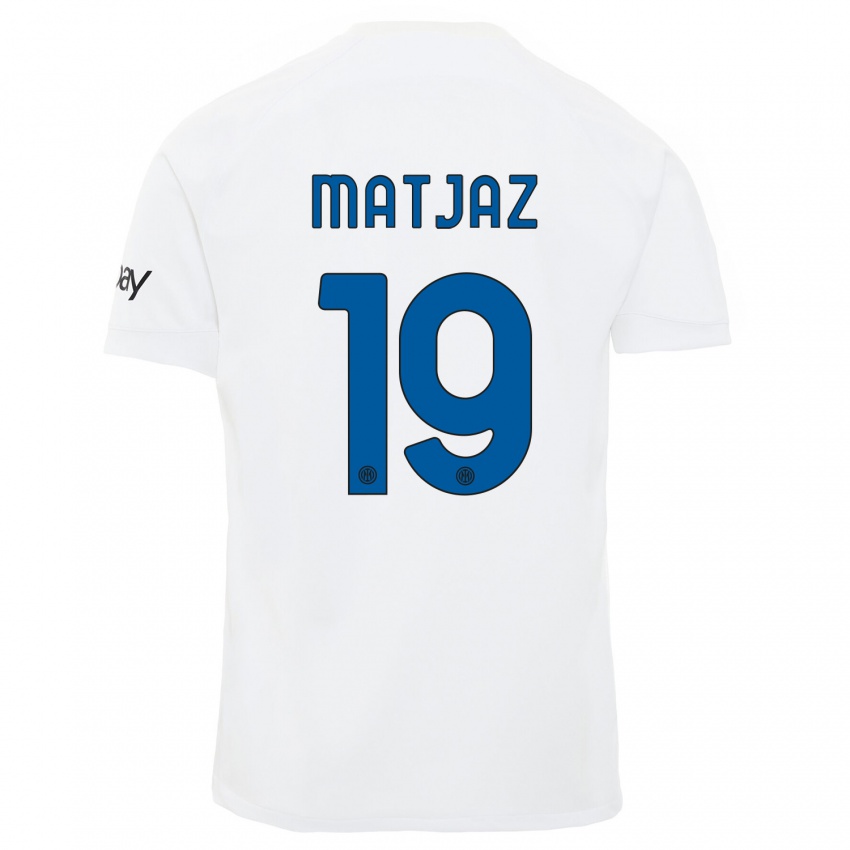 Enfant Maillot Samo Matjaz #19 Blanc Tenues Extérieur 2023/24 T-Shirt Suisse