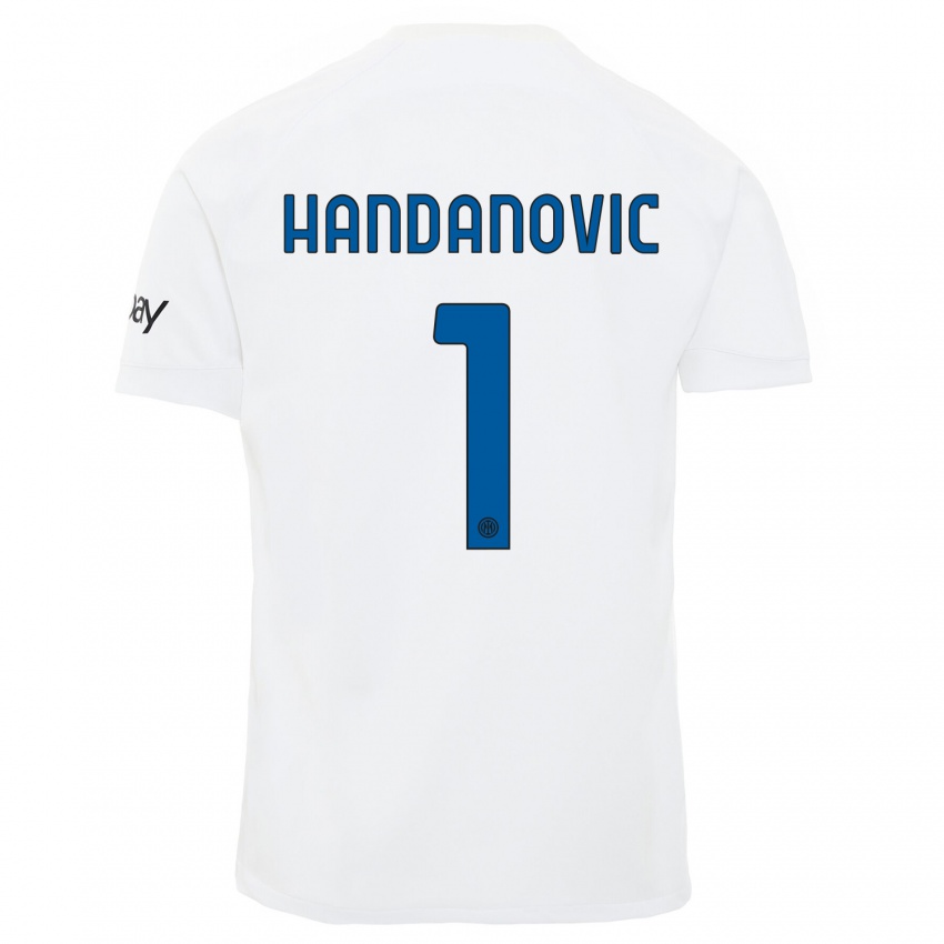 Enfant Maillot Samir Handanovic #1 Blanc Tenues Extérieur 2023/24 T-Shirt Suisse