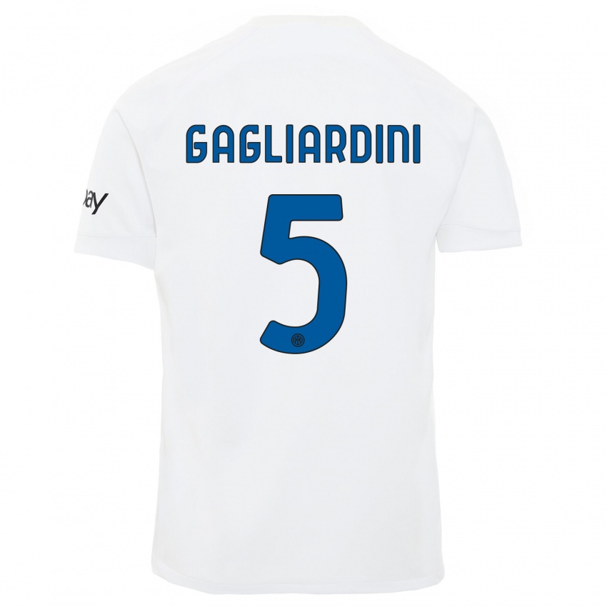Enfant Maillot Roberto Gagliardini #5 Blanc Tenues Extérieur 2023/24 T-Shirt Suisse
