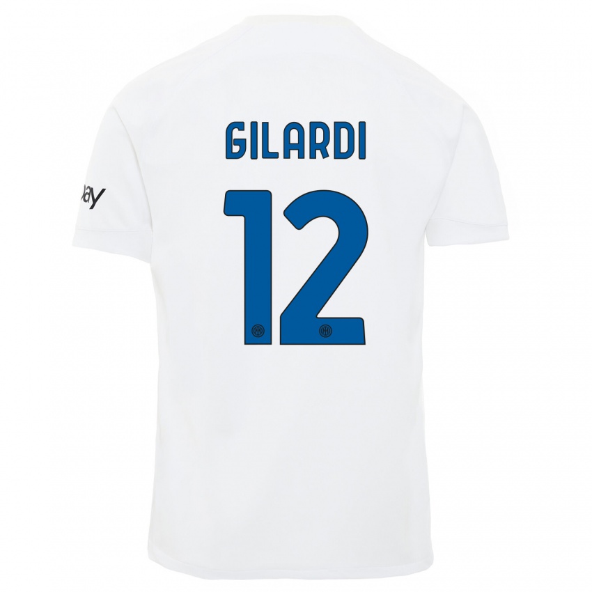 Enfant Maillot Astrid Gilardi #12 Blanc Tenues Extérieur 2023/24 T-Shirt Suisse