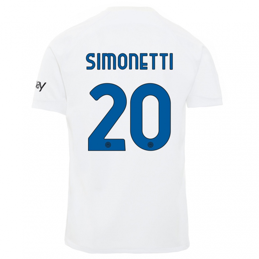 Enfant Maillot Flaminia Simonetti #20 Blanc Tenues Extérieur 2023/24 T-Shirt Suisse